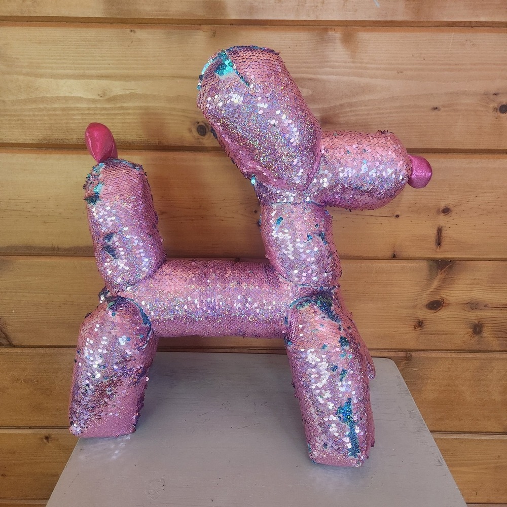 Ploofs™ Big Balloon Stuffed Animal‎ Dog Sequin Plush Pink & Blue 20" RARE HTF